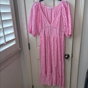 Meet me in Santorini Pink Eyelet Dress, size M